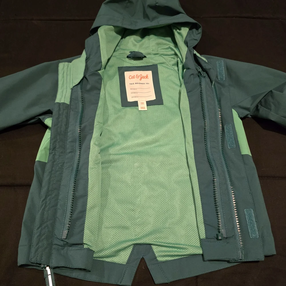 Cat & Jack Boys Lightweight Hooded‎ Toddler Jacket Green Size 18 Months